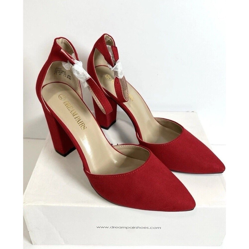 Dream Pairs Women Block Chunky High Heel Round Toe Wedding Dress Pump Shoes 9.5